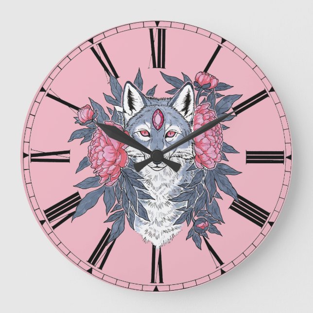 Ruby Wolf Large Clock (Front)