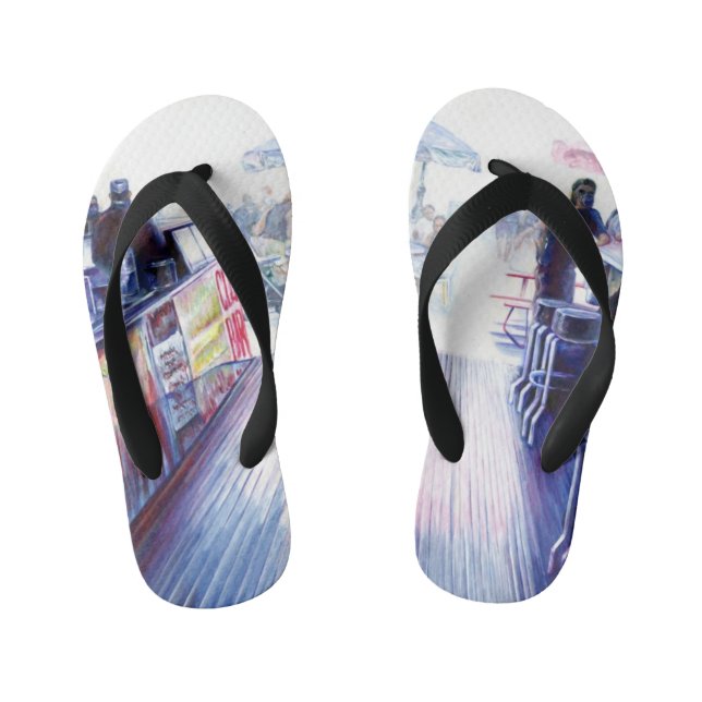 Ruby's, Coney Island, New York Kid's Flip Flops (Footbed)