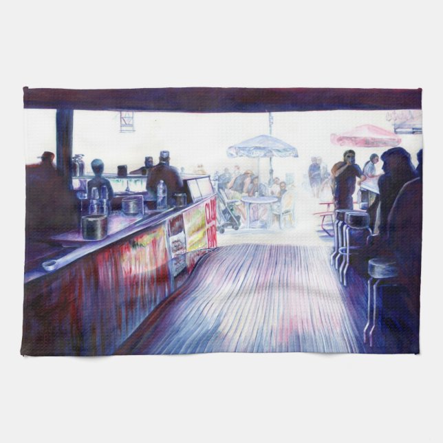 Ruby's, Coney Island, New York Tea Towel (Horizontal)