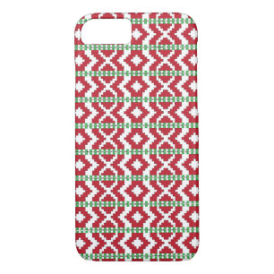 Rucava Red and green folk art geometric pattern II iPhone 8/7 Case