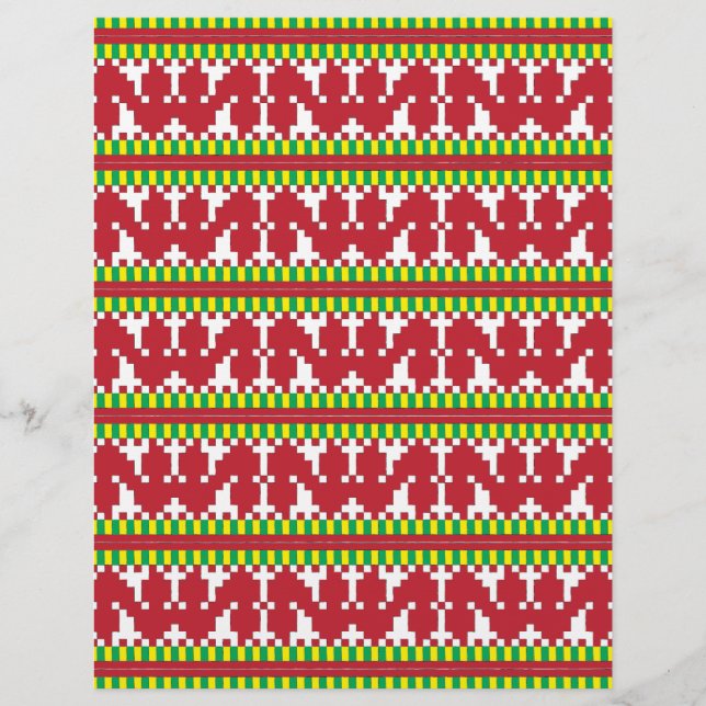 Rucava Red and white folk art geometric pattern I (Front)