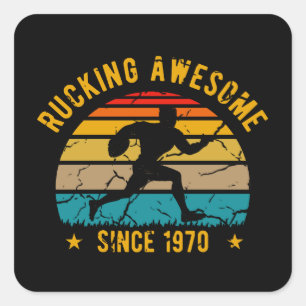 Rucking Awesome Since 1970 50th Birthday Rugby Square Sticker