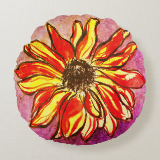 *'Rudbeckia Ablaze' Round Cushion