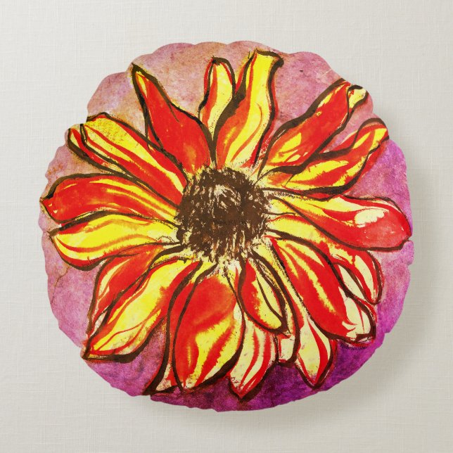 *'Rudbeckia Ablaze' Round Cushion (Front)