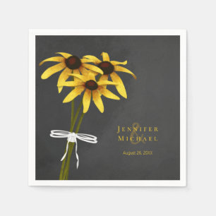 Rudbeckia Black Eyed Susan flowers tied w ribbon Napkin