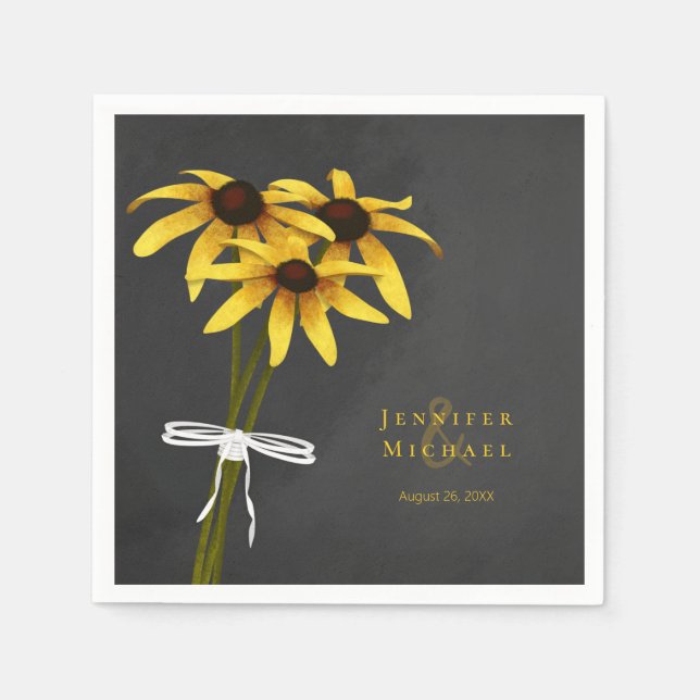 Rudbeckia Black Eyed Susan flowers tied w ribbon Napkin (Front)