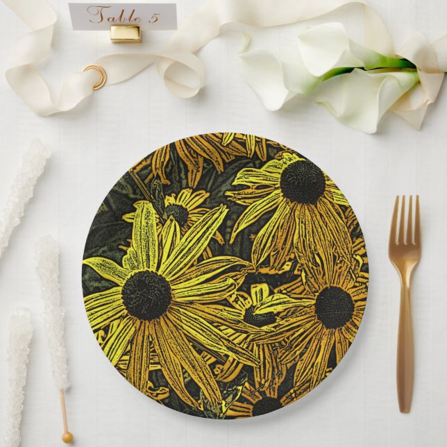 RUDBECKIA FLOWERS PAPER PLATE (Wedding)