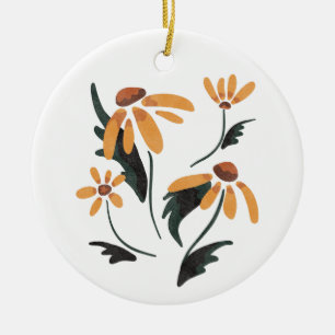 Rudbeckia Hirta Black-Eyed Susan Aesthetic Flowers Ceramic Tree Decoration