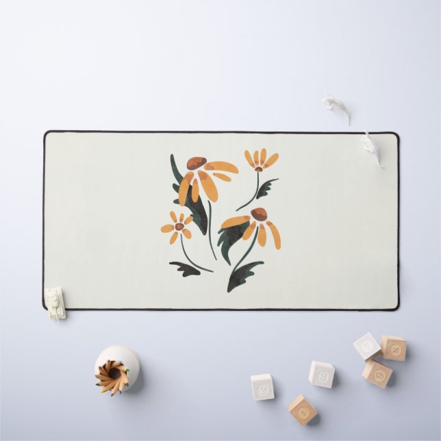 Rudbeckia Hirta Black-Eyed Susan Aesthetic Flowers Desk Mat (Kids Table)