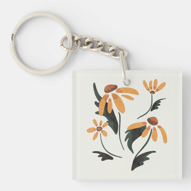Rudbeckia Hirta Black-Eyed Susan Aesthetic Flowers Key Ring (Front)