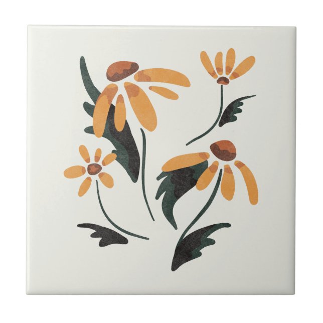 Rudbeckia Hirta Black-Eyed Susan Aesthetic Flowers Tile (Front)