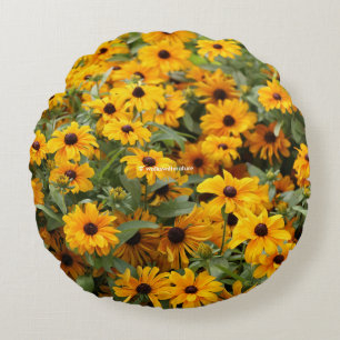 Rudbeckias / A Bed of Black-Eyed Susans Round Cushion