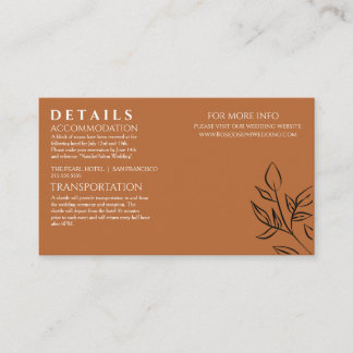 Ruddy Brown Old Money Wedding Details Enclosure  Card
