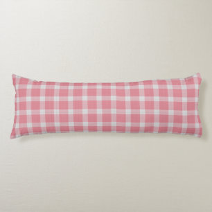 Ruddy Pink and white gingham plaid Body Cushion