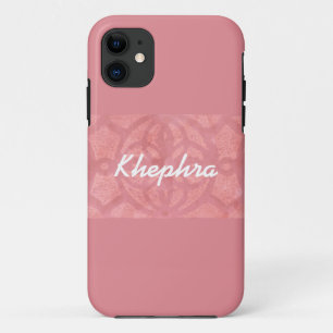 Ruddy Pink Batik And Blue Watercolor Name iPhone 11 Case