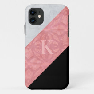 Ruddy Pink Batik And Grey Watercolor Letter iPhone 11 Case