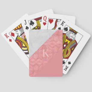 Ruddy Pink Batik And Grey Watercolor Letter Playing Cards