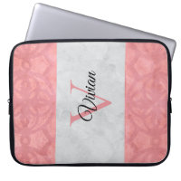 Ruddy Pink Batik And Grey Watercolor Monogrammed