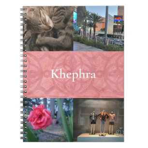 Ruddy Pink Batik Collage and Name  Notebook