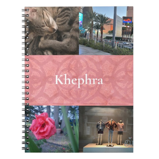 Ruddy Pink Batik Collage and Name  Notebook (Front)