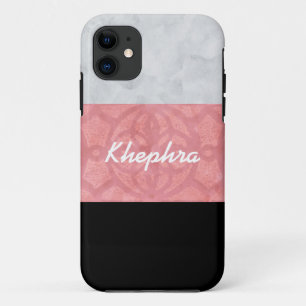 Ruddy Pink Batik Grey Watercolor And Name iPhone 11 Case