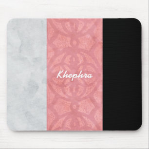 Ruddy Pink Batik Grey Watercolor And Name Mouse Mat