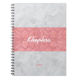 Ruddy Pink Batik Grey Watercolor Name and Year Notebook