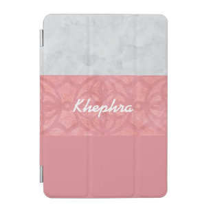 Ruddy Pink Batik Grey Watercolor Name iPad Mini Cover