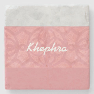 Ruddy Pink Batik Grey Watercolor Name Stone Coaster