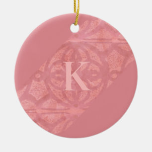 Ruddy Pink Batik Letter Ceramic Tree Decoration