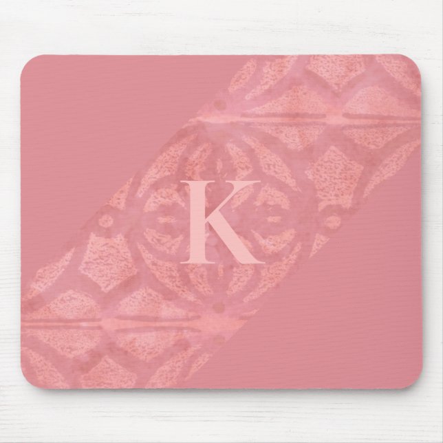 Ruddy Pink Batik Letter Mouse Mat (Front)
