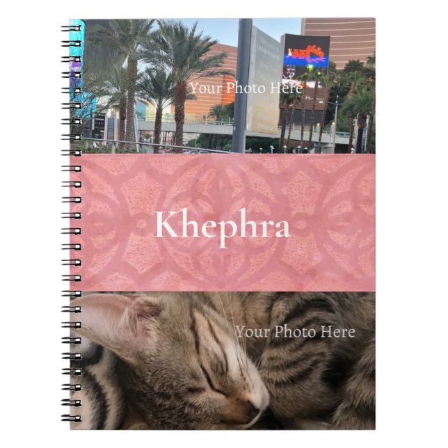 Ruddy Pink Batik Name and Photo Collage Notebook (Front)