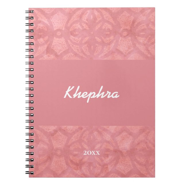 Ruddy Pink Batik Name and Year Notebook (Front)