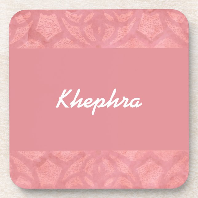 Ruddy Pink Batik Name Coaster (Front)