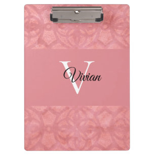 Ruddy Pink Batik Name Monogrammed Clipboard