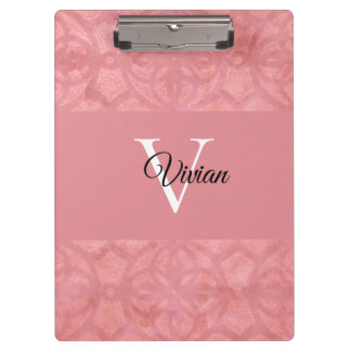 Ruddy Pink Batik Name Monogrammed Clipboard