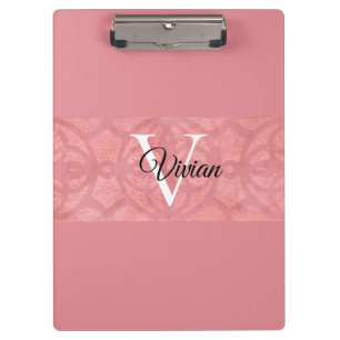 Ruddy Pink Batik Name Monogrammed Clipboard