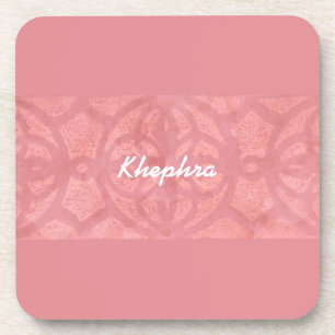 Ruddy Pink Batik Name Monogrammed Coaster