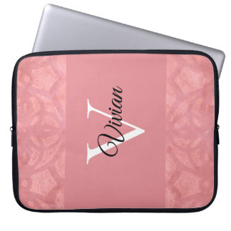 Ruddy Pink Batik Name Monogrammed Laptop Sleeve