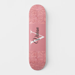 Ruddy Pink Batik Name Monogrammed Skateboard
