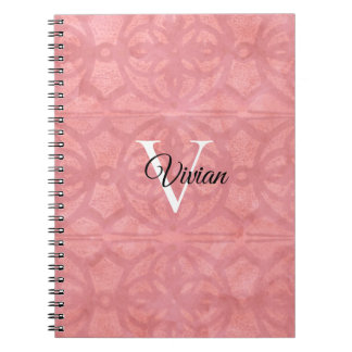 Ruddy Pink Batik With Monogram and Name Notebook