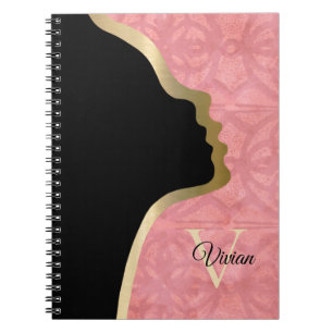 Ruddy Pink Black And Gold Face Notebook