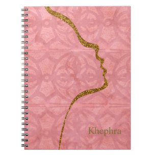 Ruddy Pink Black And Gold Glitter Face Notebook
