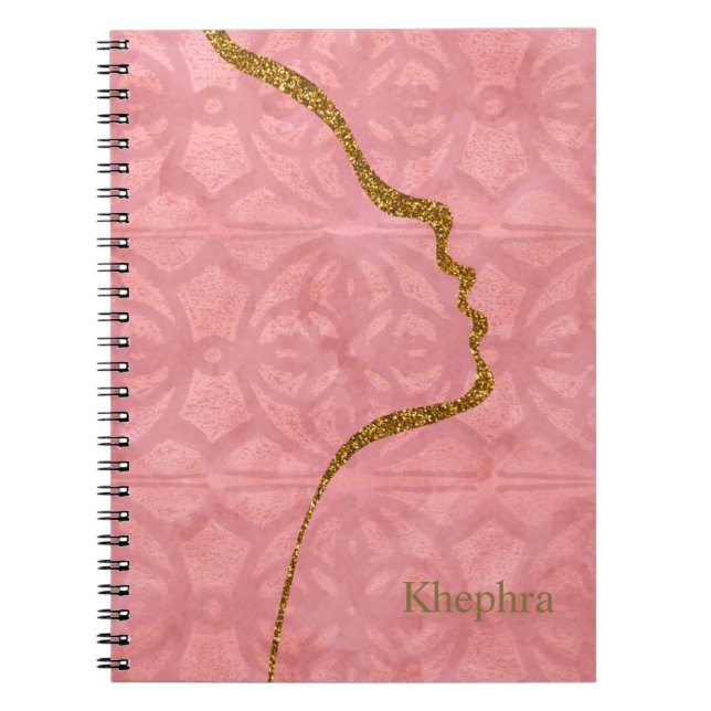 Ruddy Pink Black And Gold Glitter Face Notebook (Front)