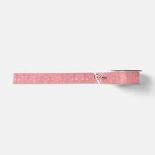 Ruddy Pink Watercolor Monogram Name Satin Ribbon
