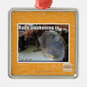 Rude awakening in metal tree decoration