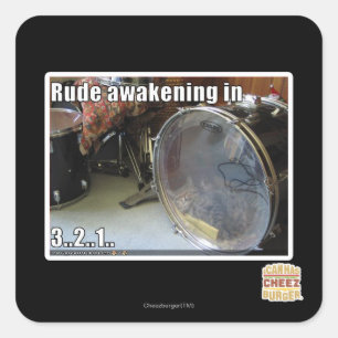 Rude awakening in square sticker