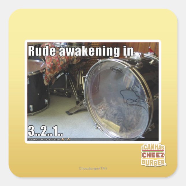 Rude awakening in square sticker (Front)