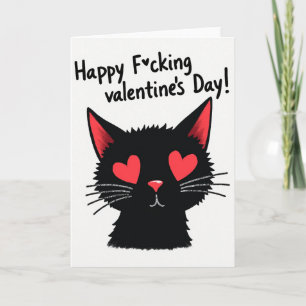 Rude Black Cat Valentine Card