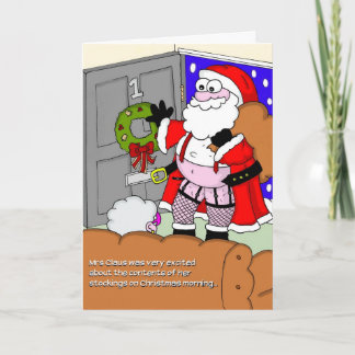 Rude Christmas Card - Santa in Stockings